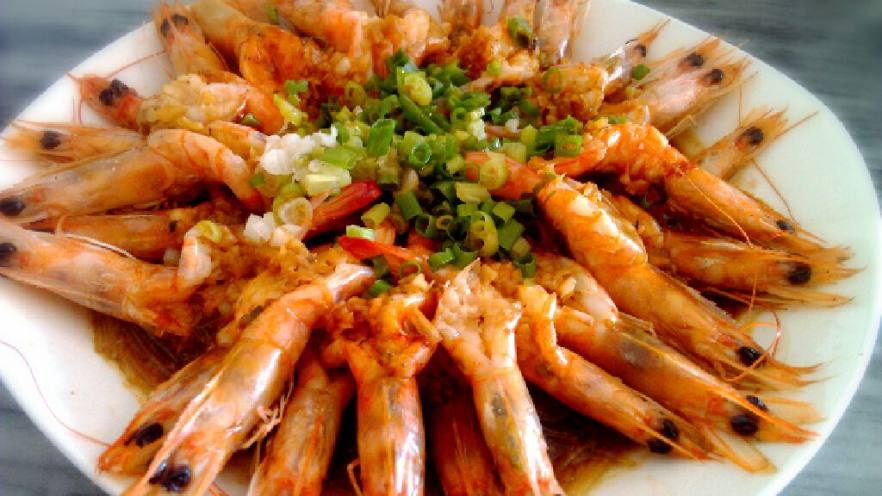 蒜蓉蒸开边虾