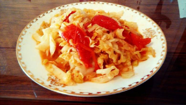 圆白菜炒西红柿