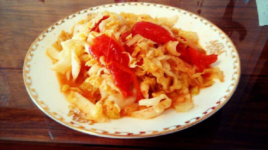 圆白菜炒西红柿