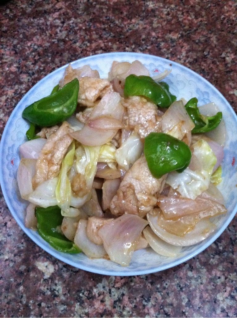 甜椒洋葱包菜炒肉片