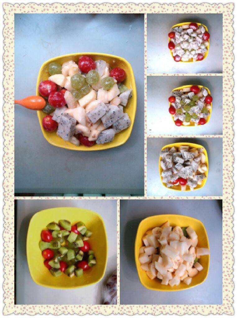 想念你的时候做的水果沙拉,最后的效果。自己闲着没事做的简单易学