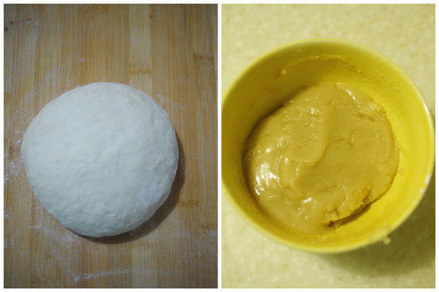 香酥小糖饼,酵母溶于温水中，和成较软面团，静置15分钟。糖油酥材料混合均匀。