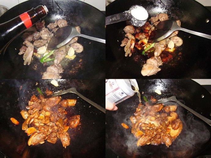 香辣啤酒鸭,将鸭肉铲一边，放入姜片、蒜片、辣椒、<a style='color:red;display:inline-block;' href='/shicai/ 695'>八角</a>爆出香味，分别加入适量<a style='color:red;display:inline-block;' href='/shicai/ 788'>生抽</a>、老抽、<a style='color:red;display:inline-block;' href='/shicai/ 10588'>糖</a>，搅拌均匀。倒入一瓶<a style='color:red;display:inline-block;' href='/shicai/ 897'>啤酒</a>，完全没过鸭子。