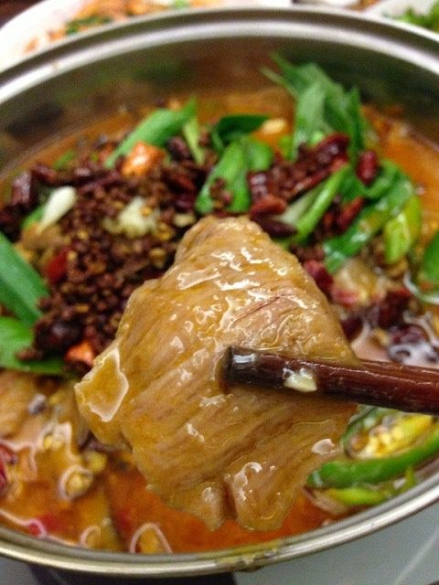 水煮牛肉,将肉片倒入微开的原汤汁锅中(汤要微开。如汤不开,淀粉会脱落;汤大开,肉片易老)。用筷子轻轻拨散,滚2分钟起锅配菜垫底(个人喜欢也可牛肉下去炒再加汤至水滚开起锅配菜垫底)撒上<a style='color:red;display:inline-block;' href='/shicai/ 3348'>青蒜</a>段,原来炒过的干辣椒末、花椒末,葱头、尖椒随即淋沸油,使之有更浓厚的麻辣香味〜