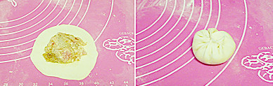 灌汤包,中间添入肉馅，包成包子，收口处掐紧