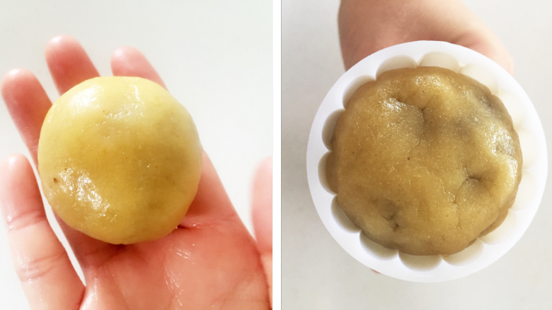 “小芽”月饼-适合三岁以上宝宝哦,放入月饼模具,往下压
