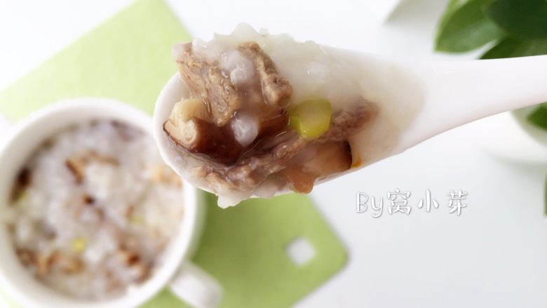 香菇牛肉粥—成品软糯香滑，还补铁， 暖心