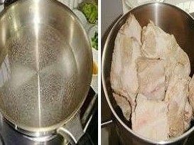 绝招炖排骨老人不塞牙 ,放入开水锅中，焯透。焯透的排骨，捞出；洗净，放入锅中。