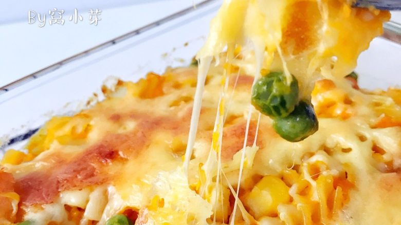 宝宝辅食:南瓜田园焗意面,扒拉几下就吃完啦
