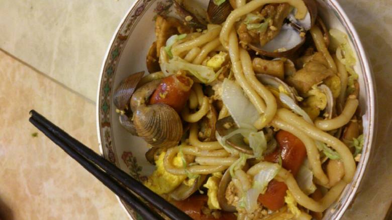 简易海鲜杂炒乌冬