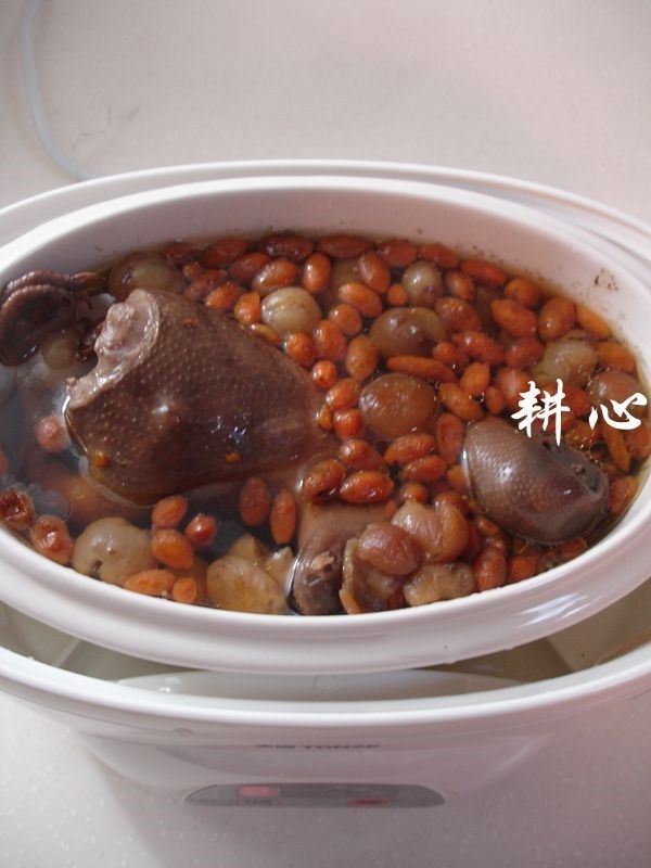 桂圆枸杞鸽子汤,时间到,断电,盛出享用。