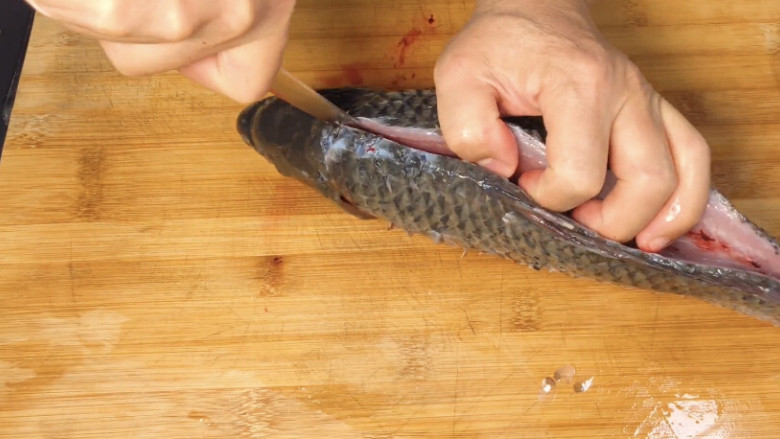 家庭版烤鱼制作方法,清洗干净的鱼从背部开刀