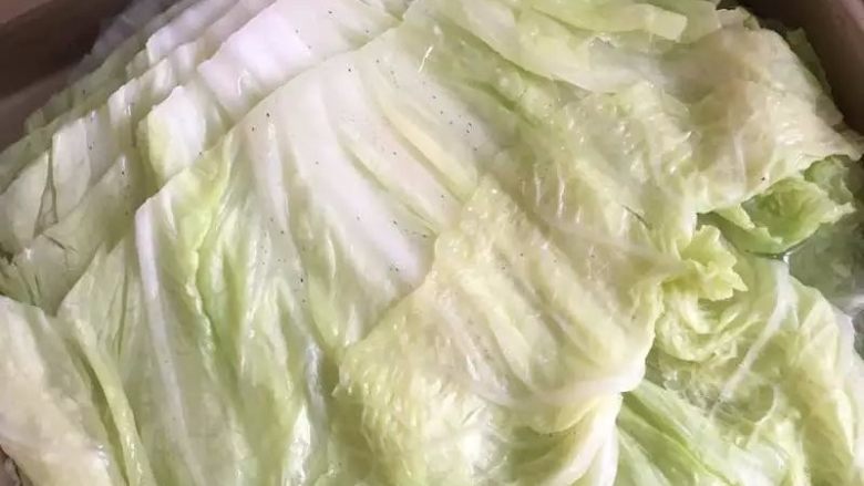 虾仁猪肉白菜卷【鲜上加鲜的宴客菜】,用开水焯水,过凉水放凉