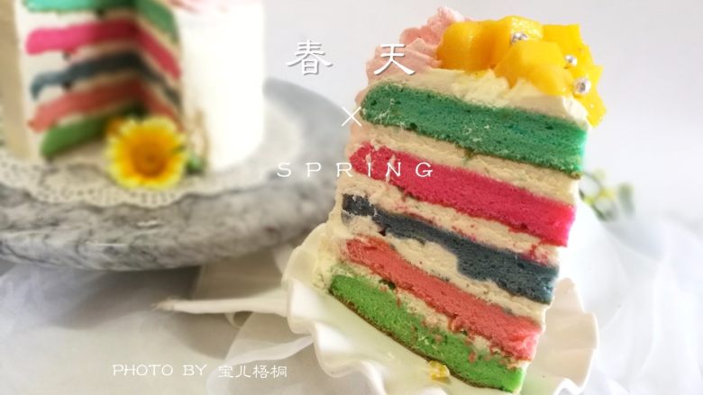 彩虹蛋糕,一层一层的蛋糕,让人食欲大增啊