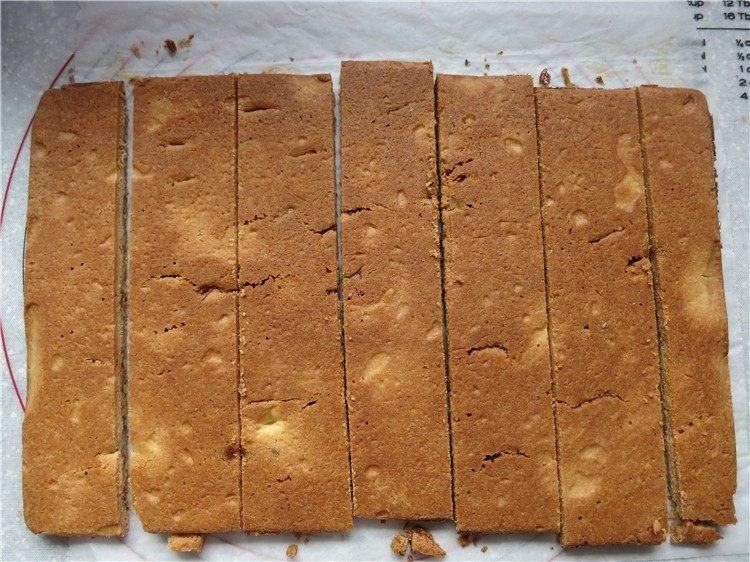 好吃的根本刹不住啊--焦糖杏仁酥饼,取出趁热脱模,待稍微冷却一下,不用翻面直接切把就好