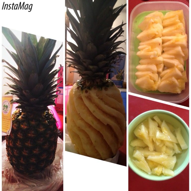 糖水菠萝,拿出来，放入冰箱冰透，就可以吃冰冰凉凉，酸酸甜甜的菠萝啦。一点都不会涩啦～