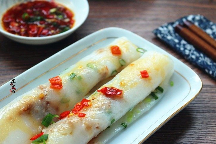 香滑肉沫蒸肠粉,成品图