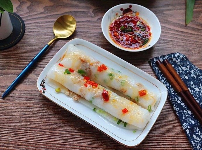 香滑肉沫蒸肠粉,成品图