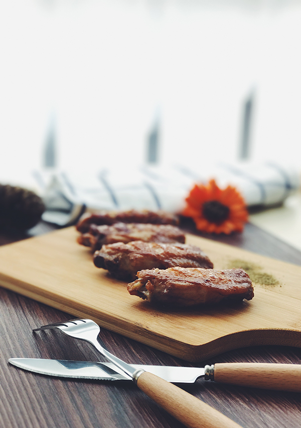 【快手菜】健康少油的盐煎鸡翅,成品图