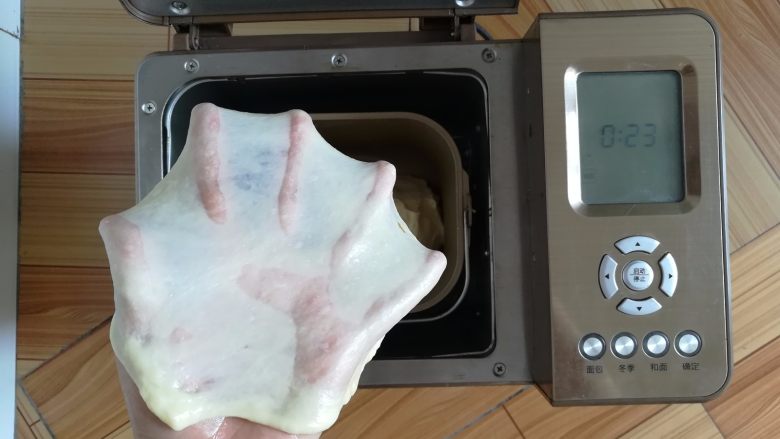 酸奶吐司(波兰种),和面完成,拉一个手套膜