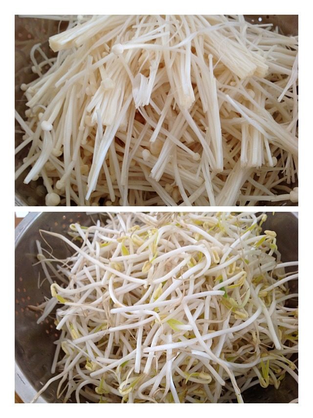 羊肉火锅,如图金针菇,豆芽洗干净摆盘