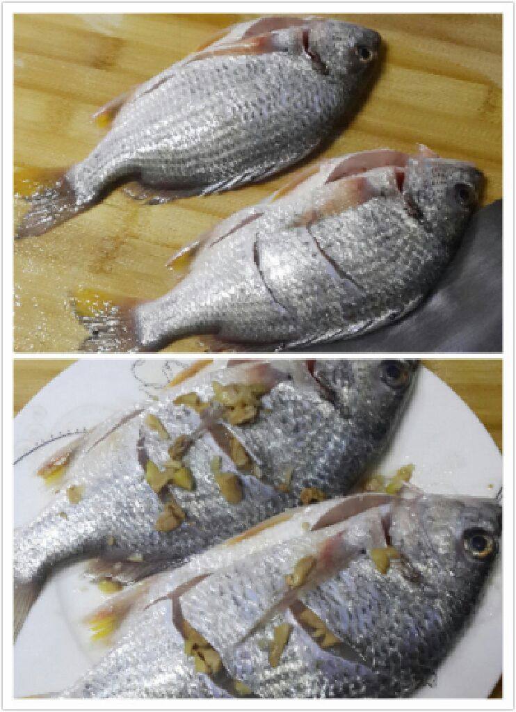 美味养生鲫鱼汤,鱼洗干净划几刀,放盐,加饭酒(黄酒)姜,腌制20分钟