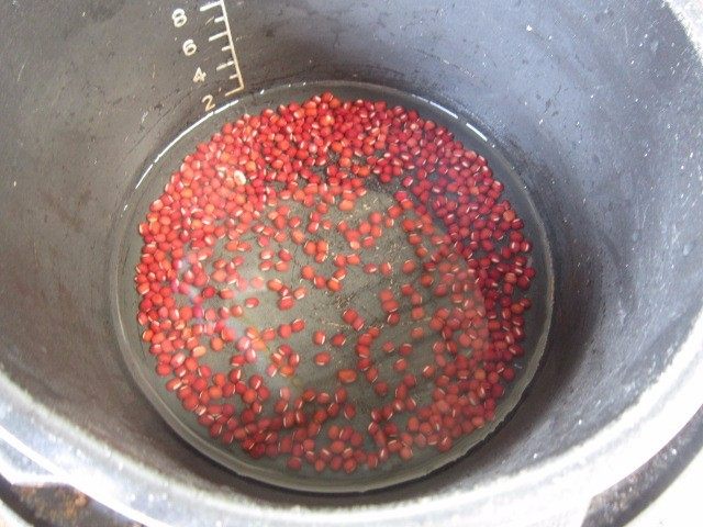红豆西米露,泡好的红豆放入电压力锅,加入稍稍没过红豆的清水。