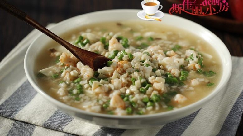 虾仁杏鲍菇豆花