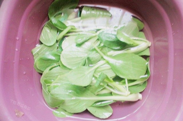 咖喱肥牛饭,青菜去根,用水清洗干净