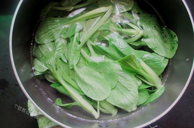 咖喱肥牛饭,青菜倒入锅内篡烫