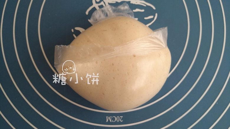 【季夏桃软欧包】,所有老面材料揉成光滑均匀的面团,室温发酵一个小时备用。(老面可以一次多做,剩余入冰箱保存可放1-3天)