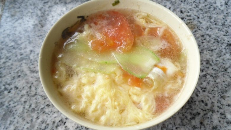 蛋花打卤面, 盛入碗中，即为蛋花卤 