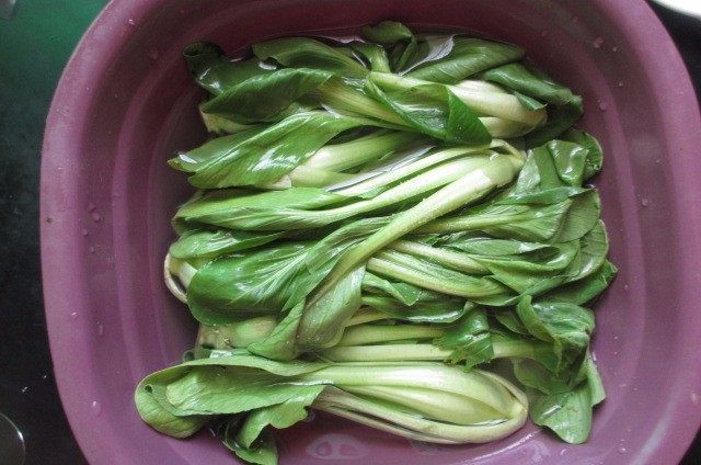 成本不超过5元的清爽下饭菜,小青菜去根,清洗干净