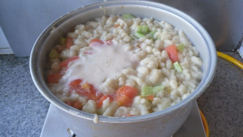 鸡蛋疙瘩汤, 烧开即可关火