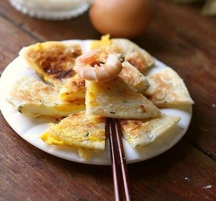 虾仁鸡蛋灌酥饼