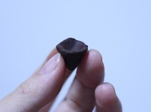 浓情巧克力礼盒,取一块巧克力捏成上大下小的模样,作为花托,花托的上部有一个凹坑