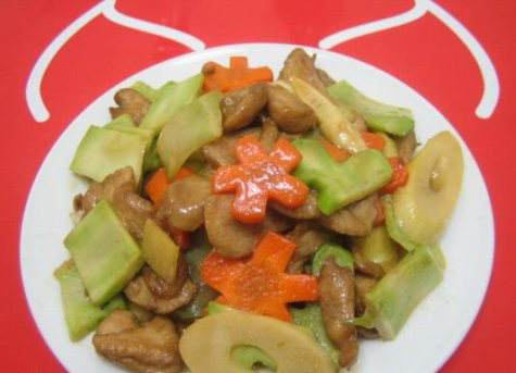 西兰花茎溜鸡片