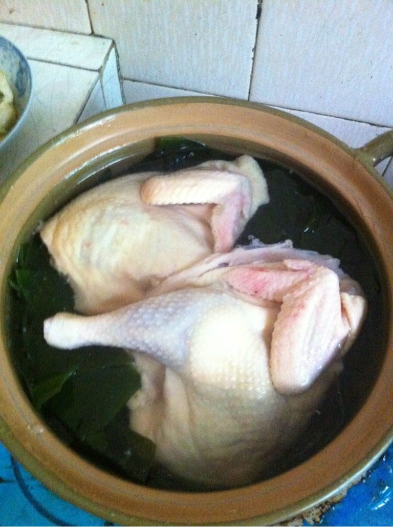 海带煲鸡,如图把洗好的<a style='color:red;display:inline-block;' href='/shicai/ 277'>海带</a>和<a style='color:red;display:inline-block;' href='/shicai/ 107'>鸡</a>加水淹过大火煲开小火煲50分钟