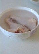 手撕盐焗鸡腿,鸡腿洗净,放入清水中浸泡,多换几次水