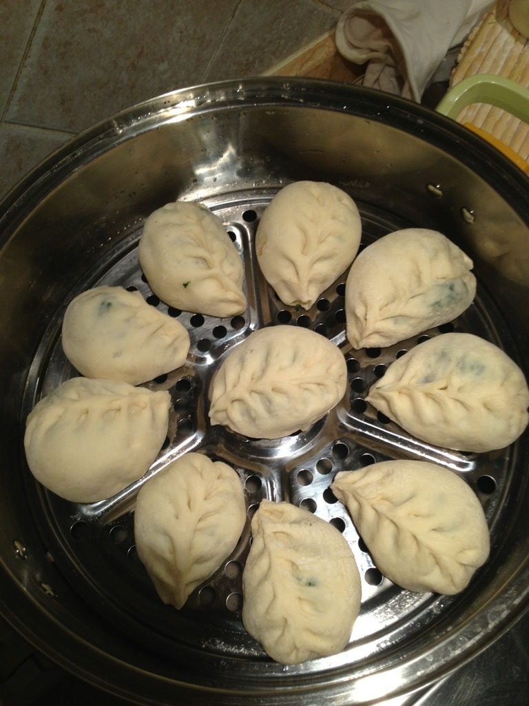 野苋菜鸡蛋虾皮粉条包,包好后,一定要再饧发一会儿,等到拿起感觉明显轻了,就可以蒸了。
