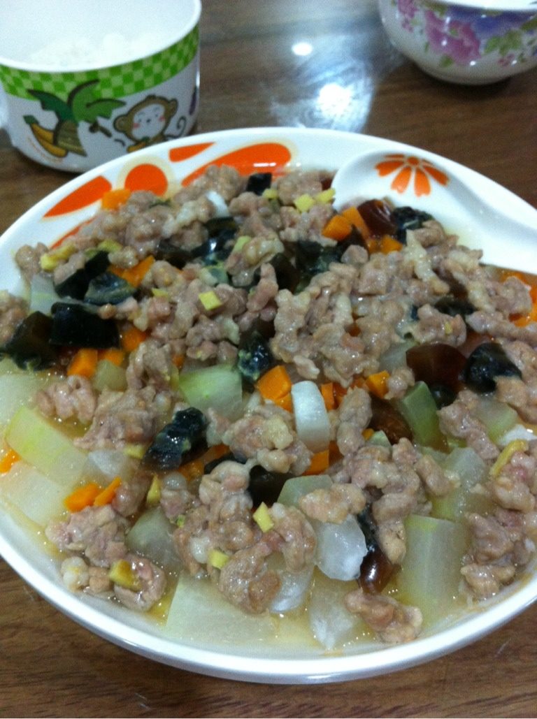 皮旦瘦肉蒸东瓜粒