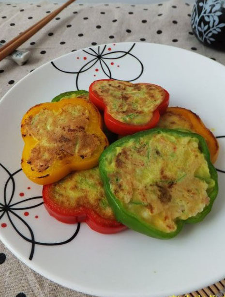 彩椒葫芦虾仁饼 