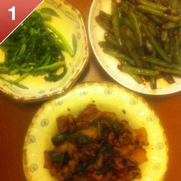 四季豆 菜芯 小炒野猪肉