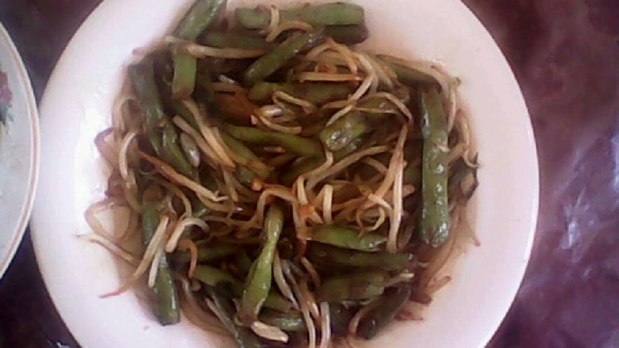 干煸豆角炒豆芽