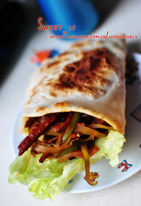 干煸牛肉丝口袋烙饼