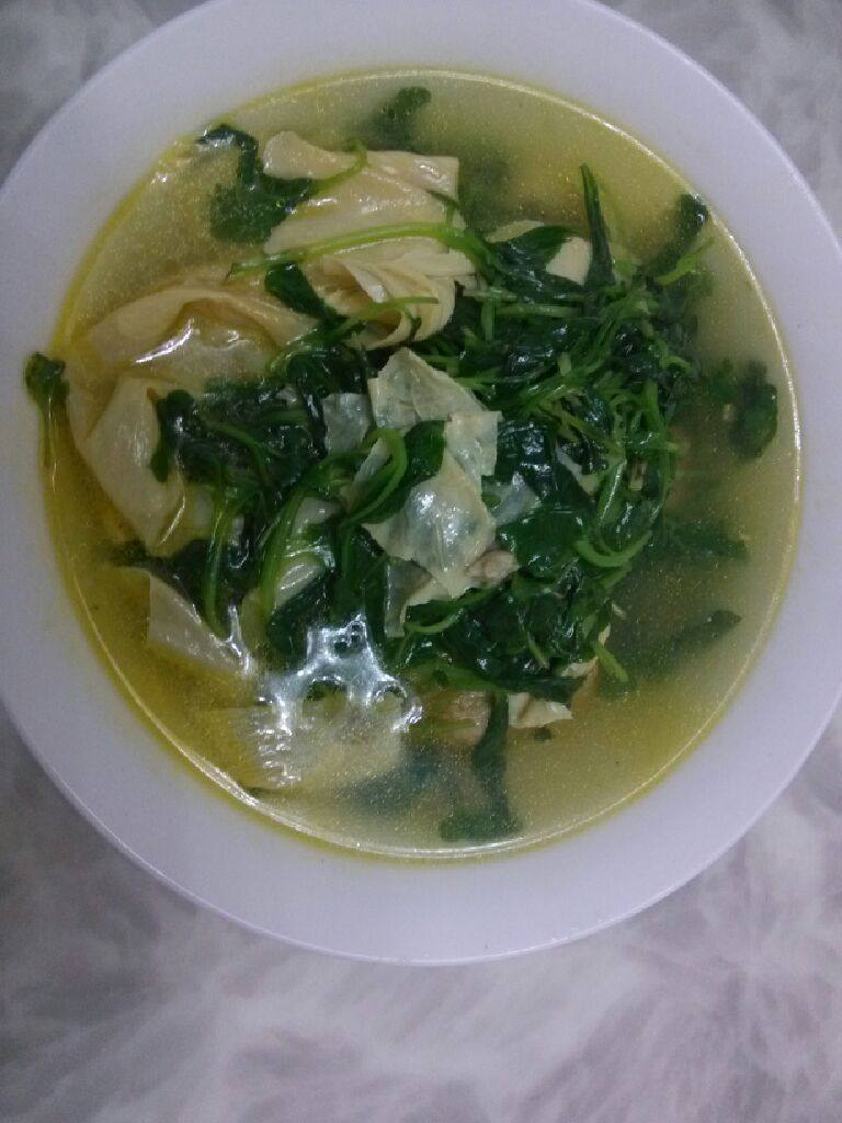 小青菜豆皮汤