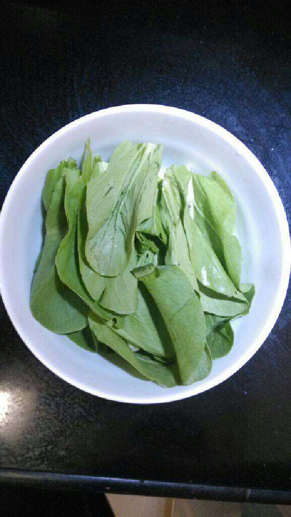 鸡丝土豆青菜粥,青菜叶，展示一下