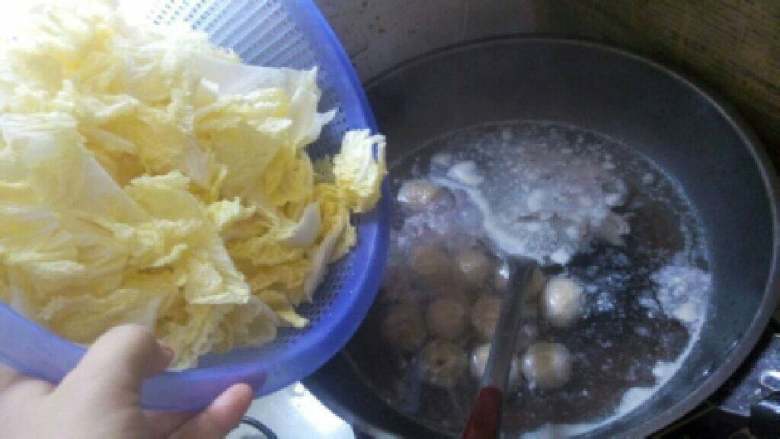 酸辣汤面(火锅),放入白菜
