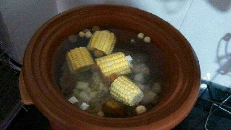 蚝士猪骨汤,入紫砂锅，把材料都倒进去