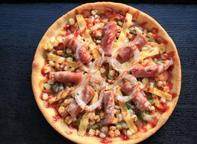 蔬菜培根披萨,美味披萨出炉